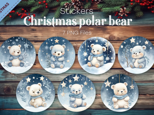 Christmas polar bears. png, stickers. t shirt vector file