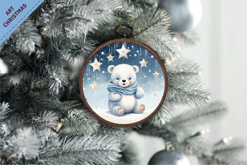 Christmas polar bears. PNG, Stickers.