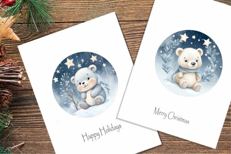Christmas polar bears. PNG, Stickers.