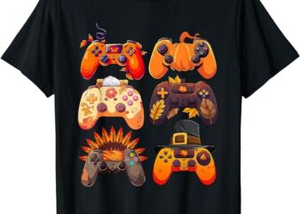 Controllers Fall Gaming Video Game Turkey Thanksgiving Boys T-Shirt
