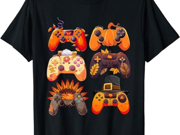Controllers fall gaming video game turkey thanksgiving boys t-shirt