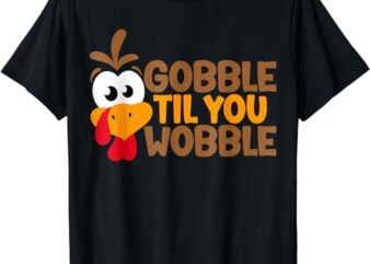 Cool Turkey Funny Thanksgiving Retro Gobble Til You Wobble T-Shirt