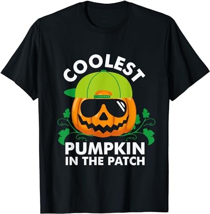 Coolest pumpkin in the patch kids boys men pumpkin halloween t-shirt png file