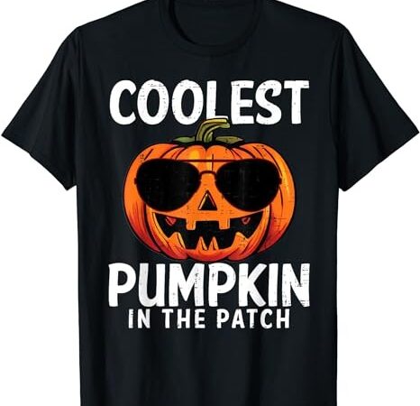 Coolest pumpkin in the patch toddler boys halloween kids t-shirt png file