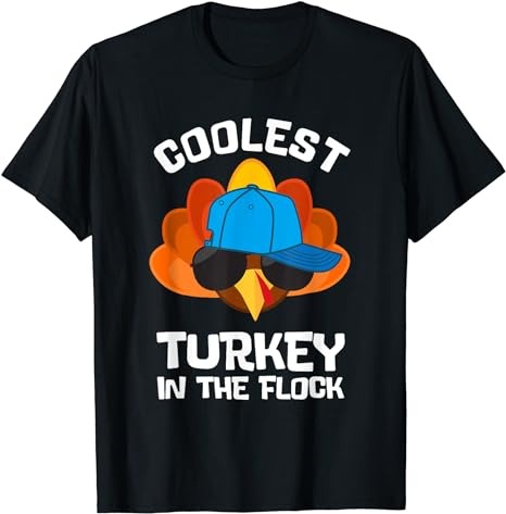 Coolest Turkey – Thanksgiving Toddler Kids Girls Boys Turkey T-Shirt