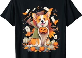 Corgi Witch Cute Halloween Costume For Dog Lover T-Shirt PNG File