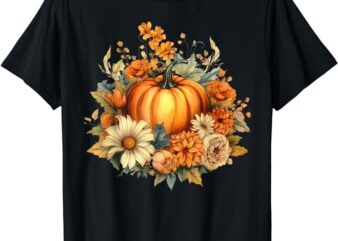 Cottagecore Pumpkin Floral Autumn Fall Season Thanksgiving T-Shirt