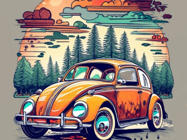 Create a visually stunning t-shirt design featuring a beautiful volkswagen png file