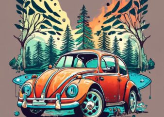 Create a visually stunning t-shirt design featuring a beautiful Volkswagen PNG File