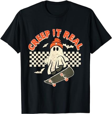 Creep it real skateboarding retro halloween ghost costume t-shirt png file Creep it real skateboarding retro halloween ghost costume t-shirt png file