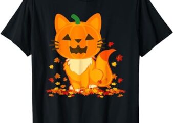Cute Cat Face Jack O Lantern Pumpkin Halloween Autumn Fall T-Shirt PNG File