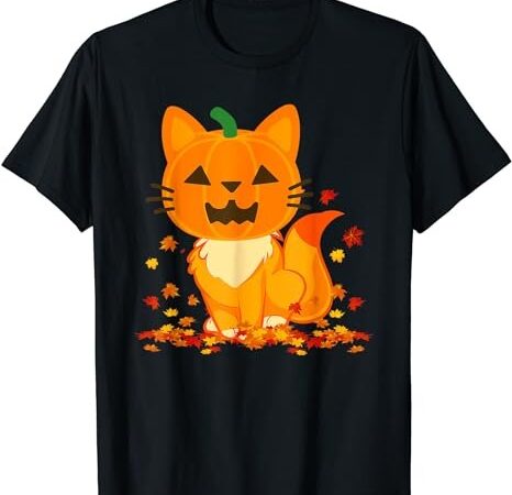 Cute cat face jack o lantern pumpkin halloween autumn fall t-shirt png file