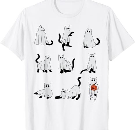 Cute ghost cat funny halloween outfit costumes t-shirt png file