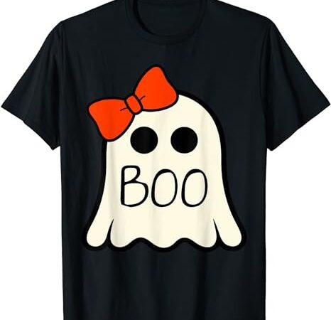 Cute ghost with bow boo halloween for girls kids toddler t-shirt png file