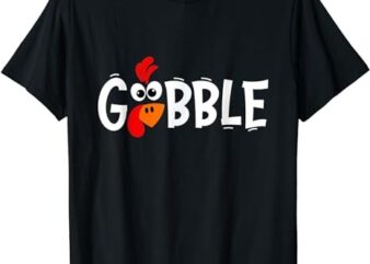 Cute Gobble Gobble Turkey Pilgrim Little Boys Thanksgiving T-Shirt