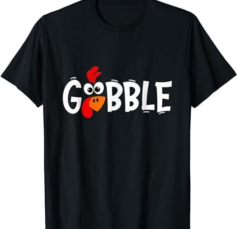 Cute gobble gobble turkey pilgrim little boys thanksgiving t-shirt