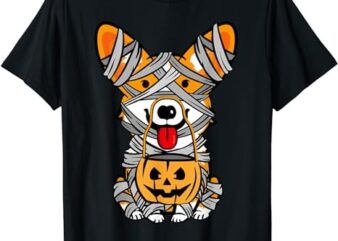 Cute Halloween Costume Welsh Corgi Mummy Dog Lover Design T-Shirt