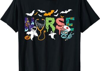 Cute Halloween Nurse Shirt Nursing Zombie Halloween Pattern T-Shirt PNG File