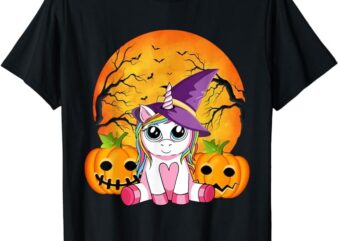 Cute Halloween Shirt Girls Women Witchy Unicorn Halloween T-Shirt png file