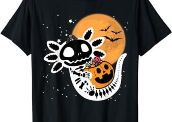 Cute Skeleton Halloween Axolotl T-Shirt png file