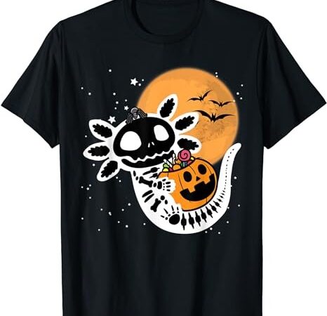 Cute skeleton halloween axolotl t-shirt png file