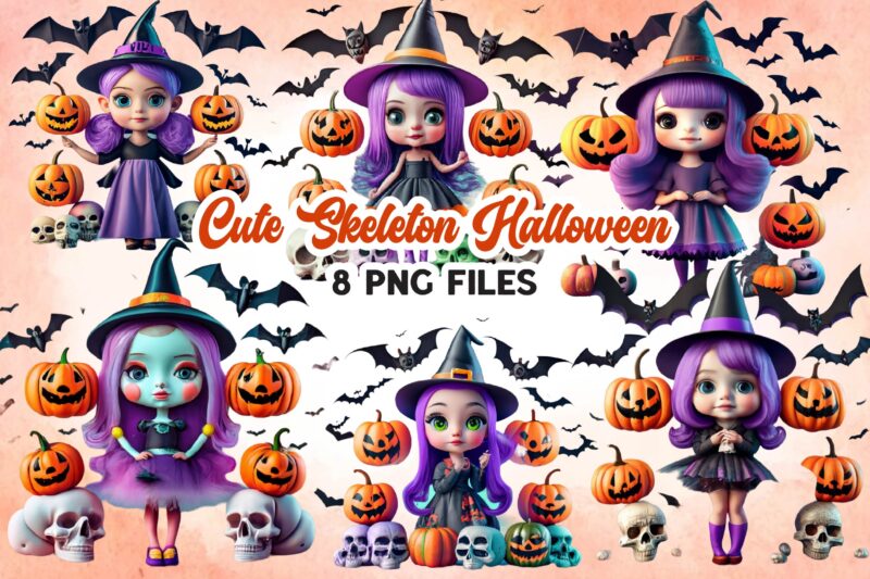 Cute Skeleton Halloween Clipart