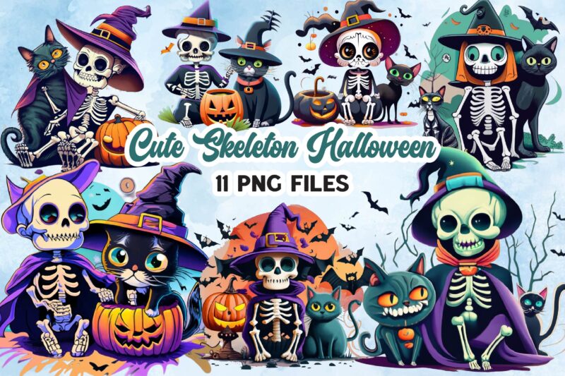 Cute Skeleton Halloween Clipart