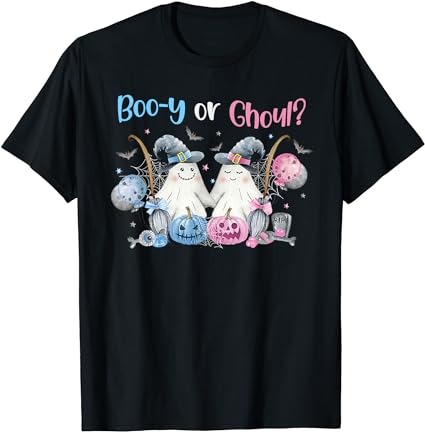 Cute spooky witch ghost boo-y or ghoul gender reveal t-shirt png file