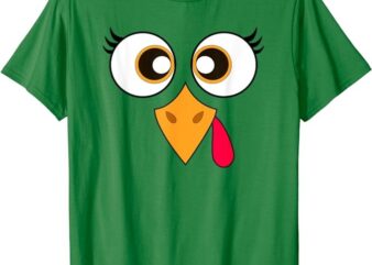 Cute Thanksgiving Turkey Face Shirt Women Girls Turkey Day T-Shirt