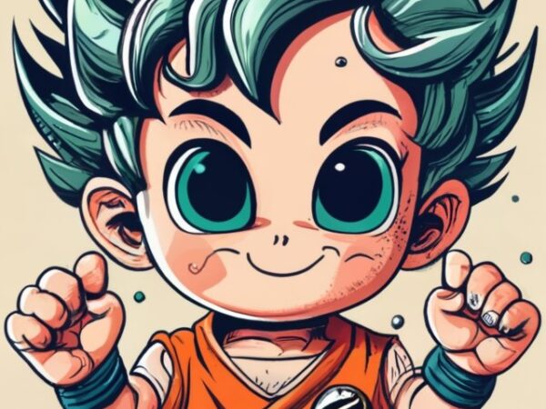 Design for t-shirt with image of a 3d animated pixar-type child, very realistic and detailed dragon ball child doing the kame kame jaaa png