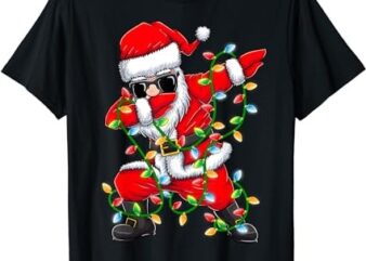 Dabbing Santa Xmas Lights Gifts Kids Girls Boys Christmas T-Shirt