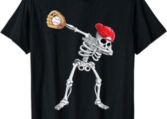 Dabbing Skeleton Baseball Halloween Player Catcher Pitcher T-Shirt png file
