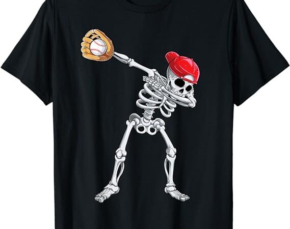 Dabbing skeleton baseball halloween player catcher pitcher t-shirt png file