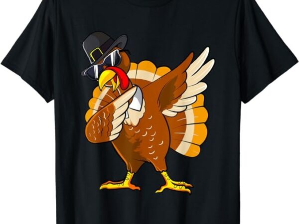 Dabbing turkey thanksgiving day gifts pilgrim boys kids men t-shirt