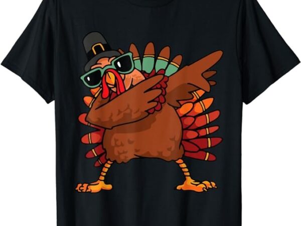 Dabbing turkey thanksgiving day pilgrim boys girls funny dab t-shirt