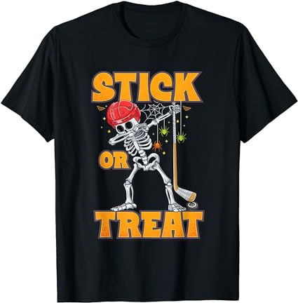 Dabbing skeleton ice hockey player halloween costume boys t-shirt
