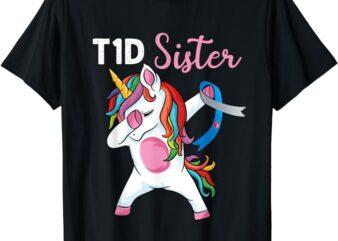 Dabbing unicorn to Support sister Type 1 Diabetes Awareness T-Shirt