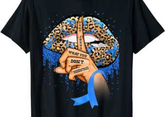 Diabetes Awareness Leopard Lips Blue Ribbon Warrior T-Shirt