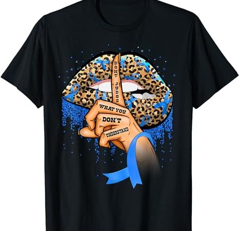 Diabetes awareness leopard lips blue ribbon warrior t-shirt