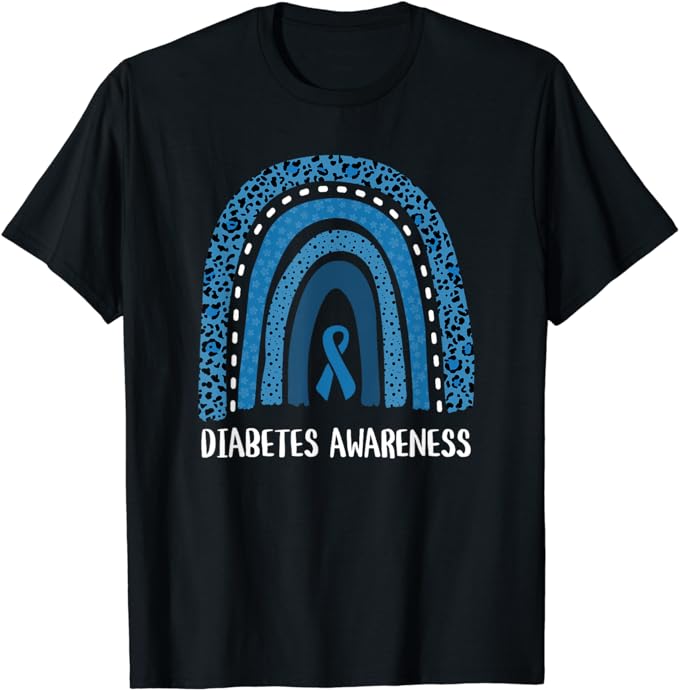 Diabetes Awareness Month Retro Rainbow T1 T2 T-Shirt