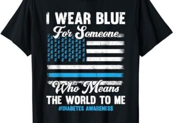 Diabetes Awareness T1D Support American Flag Blue Ribbon T-Shirt PNG File