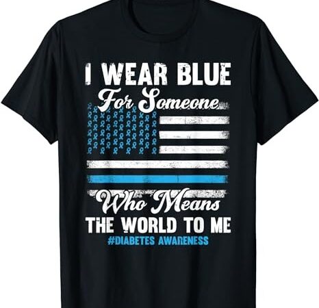 Diabetes awareness t1d support american flag blue ribbon t-shirt png file