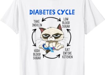Diabetes Cycle Funny Cat Awareness Insulin Grumpy Warrior T-Shirt