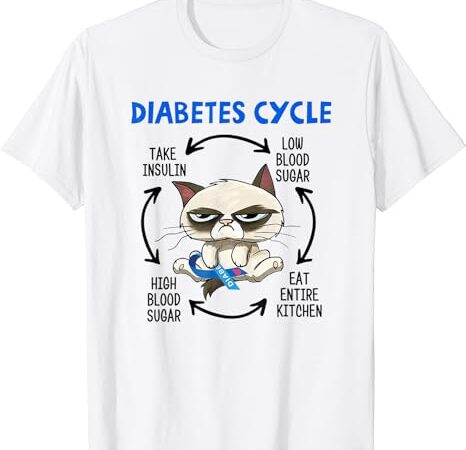 Diabetes cycle funny cat awareness insulin grumpy warrior t-shirt