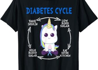 Diabetes Cycle Funny Unicorn Blue Diabetes Awareness Month T-Shirt