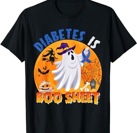 Diabetes is boo sheet halloween diabetes awareness ribbons t-shirt png file