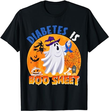 Diabetes Is Boo Sheet Halloween Diabetes Awareness RIbbons T-Shirt PNG File