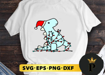 Dinosaur Christmas Light SVG, Merry Christmas SVG, Xmas SVG PNG DXF EPS t shirt vector illustration