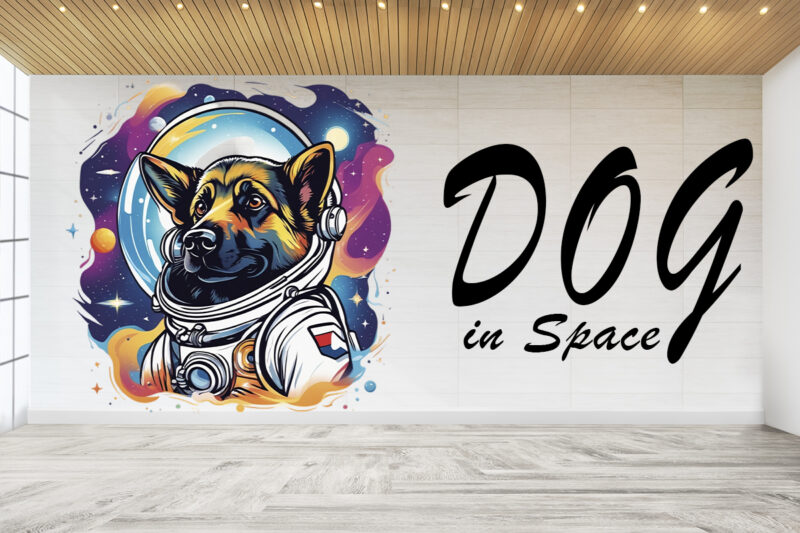 Astronaut Dog in Space Clipart Illustration Bundle for Print on Demand Design