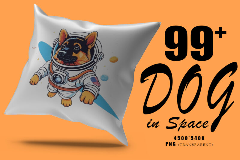 Astronaut Dog in Space Clipart Illustration Bundle for Print on Demand Design